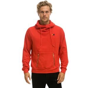 AviatorNation Velvet 5 Stripe Hoodie Womens Large Rare Red